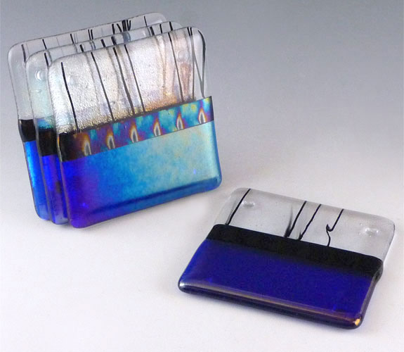 Set of 4 Cobalt Glass Coasters